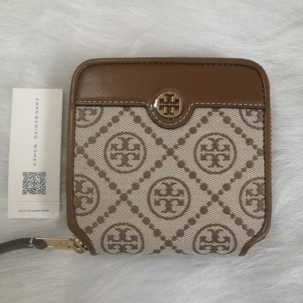 TORY BURCH Jacquard Logo Hazelnut Wallet